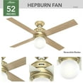 thumbnail image 4 of Hunter - Hepburn Indoor Ceiling Fan With Light, Wall Control, 52-inch, Modern Brass, Modern-style, 3-speed WhisperWind Motor, 59320, for Living Rooms, Bedrooms, 4 of 16