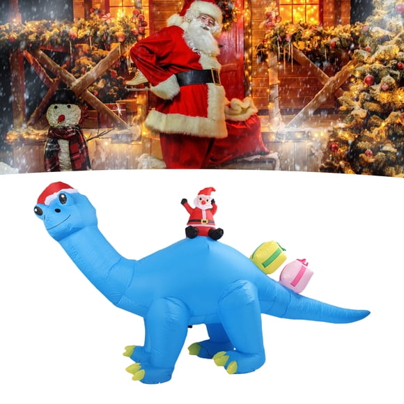 Decoración Navideña De Dinosaurios Inflables, Decoración De Patio De Navidad Al Aire Libre De 5.9 Pies Con Luces LED Ultra Brillantes, Viento / Agua / Lágrima, Para