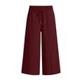 thumbnail image 3 of Women's Pants Fashion Casual Pants For Women Casual Nine Point Solid Color High Waisted Wide Leg Casual Pants, 3 of 3