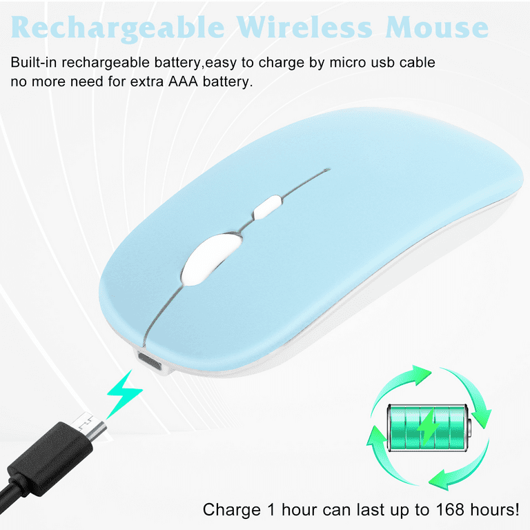 Bluetooth Rechargeable Mouse for HP Pavilion x360 Laptop Bluetooth Wireless  Mouse Designed for Laptop / PC / Mac / iPad pro / Computer / Tablet /  Android Sky Blue 