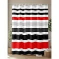 thumbnail image 4 of Shower Curtains for Bathroom-72"x72", Red Black Grey Stripes Waterproof Bath Curtain Grommet Shower Curtain Set with Hooks, Modern Geometric Pattern Washable Bath Accessories, 4 of 6