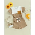 thumbnail image 2 of Bagilaanoe 2pcs Toddler Baby Boy Shorts Set Contrast Color Short Sleeve T Shirt Tops + Shorts 6M 12M 18M 24M 3T Kids Casual Summer Clothes, 2 of 8