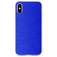 thumbnail image 1 of DistinctInk Clear Shockproof Hybrid Case for iPhone XS Max (6.5" Screen) - TPU Bumper, Acrylic Back, Tempered Glass Screen Protector - Blue Stainless Steel Image - Printed Image of Stainless, 1 of 5