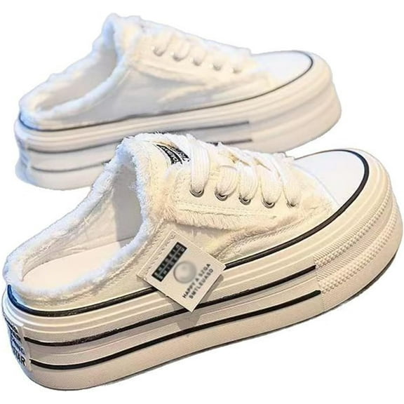 Women's Casual Sneakers - Canvas platform shoes with breathable comfort for indoor, outdoor, and holiday wear