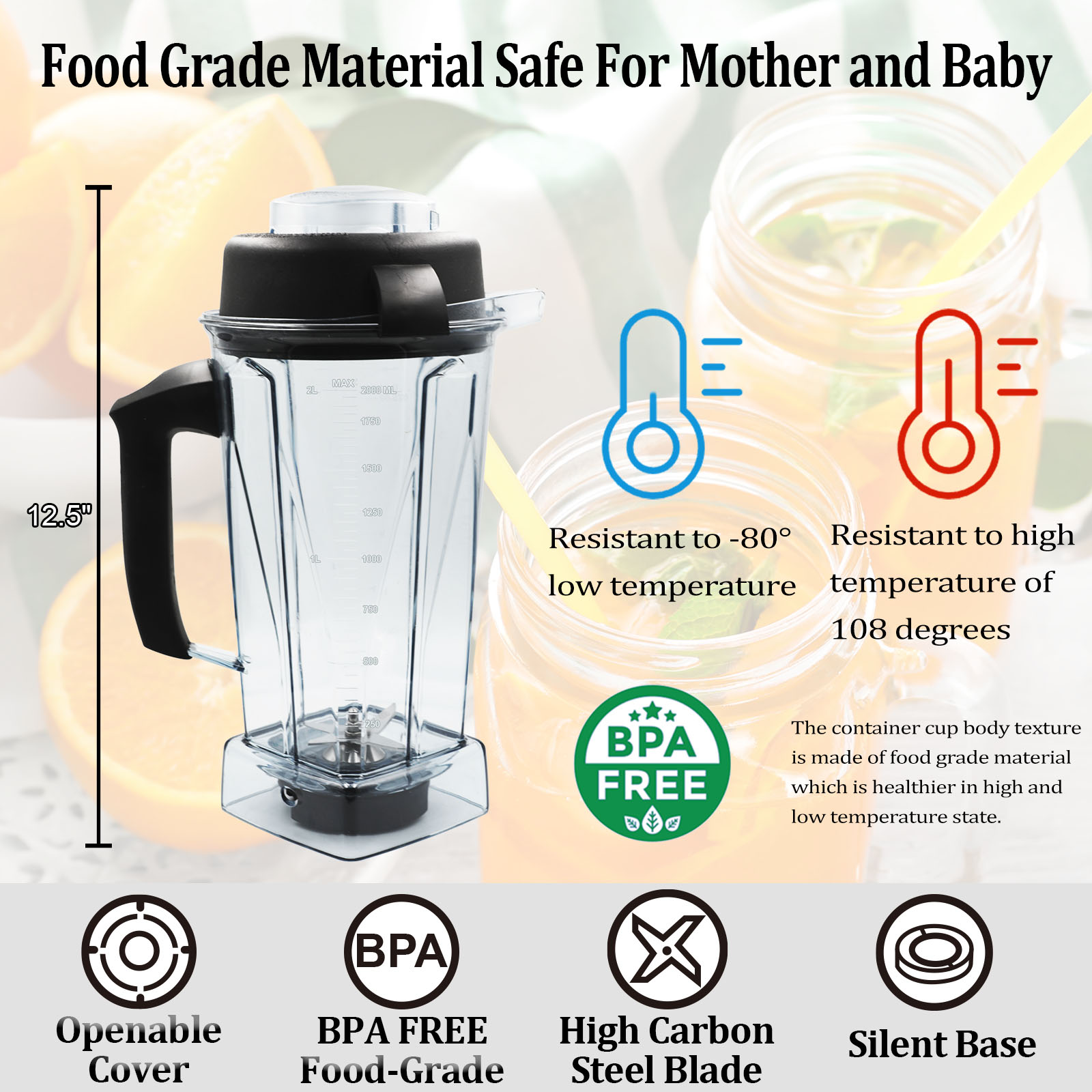 Cittiwo, Vitamix Blender Pitcher Replacement 64oz, Clear Plastic