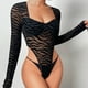 thumbnail image 3 of Body con cuello cuadrado, Body de corte alto para mujer Body de corte alto Body de malla Innovación moderna, 3 of 6