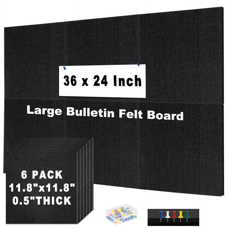 Dollar Boss Felt Cork Board Tiles, 11.8x11.8, 6-Pack Black photo 1