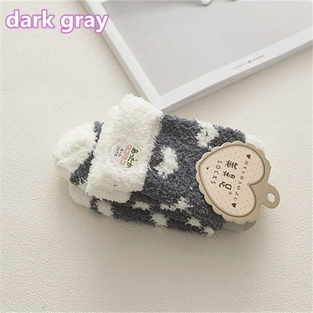 

Fashion Women s Winter Heart Socks Coral Fleece Warm Fluffy Socks Thicken DARK GRAY