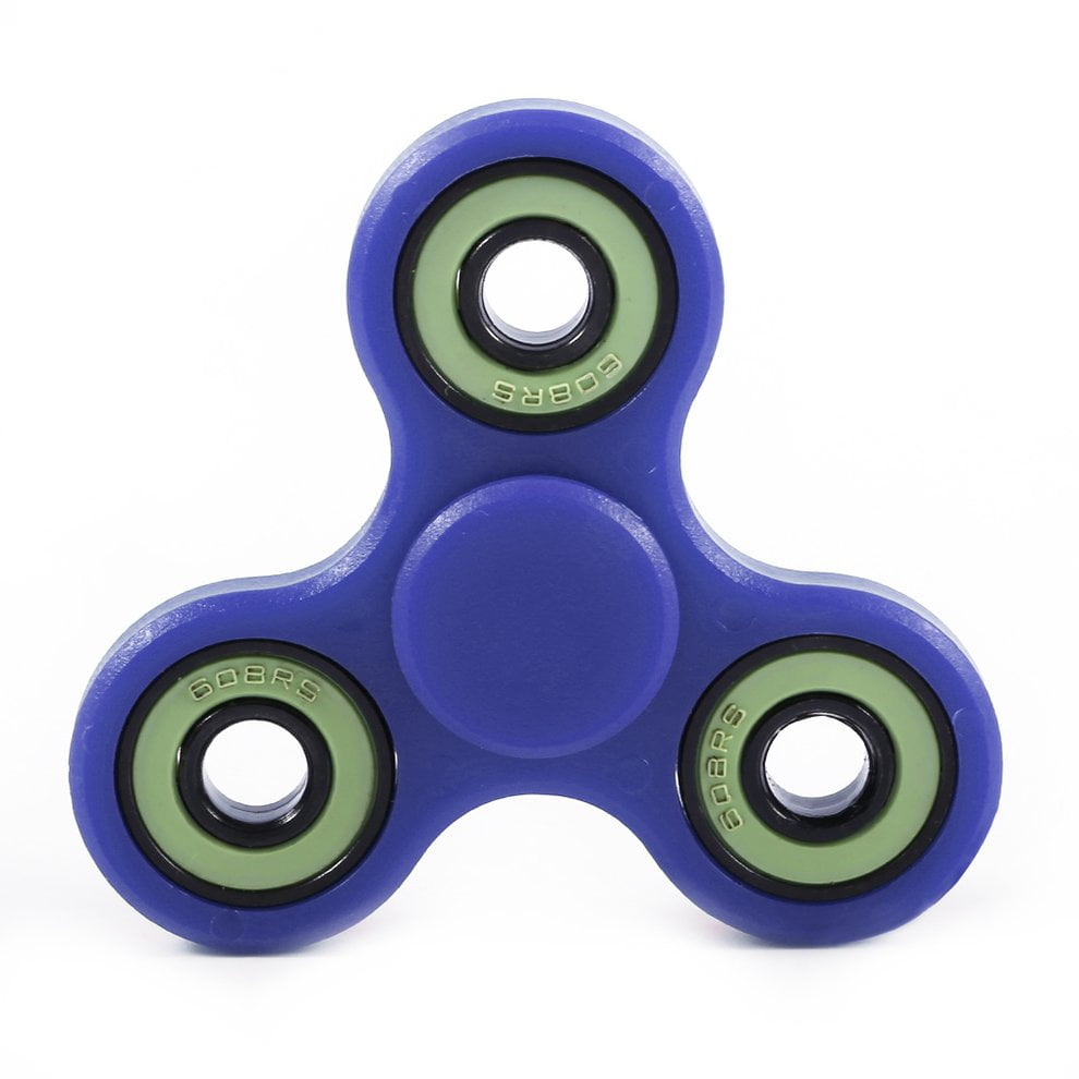 Tri-Spinner Hand Fidget Spinner Focus Toy Stress Relief New Yellow Blue 