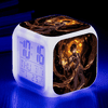 JUSTUP Digital Alarm Clock for Bedroom, LED Digital Bedroom Alarm Clock Easy Setting Cube Wake Up Clocks with 3 Sided Genshin Impact Pattern Soft Nightlight Large Display Ascending Sound