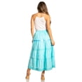 thumbnail image 2 of Sakkas Solid Embroidered Gypsy / Bohemian Mid Length Cotton Skirt - Turquoise - One Size, 2 of 5