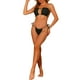 thumbnail image 2 of INSPIRAR CHIC Conjuntos de Bikini de Ropa de Mujer con Volantes y Pliegues, 2 Piezas, Bikini de Corte Alto con Lazo Lateral, Trajes de Baño Talla X-Large Negro, 2 of 5