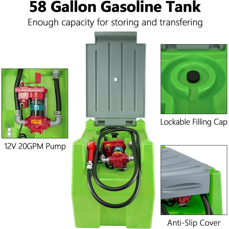 VEVOR Portable Diesel Tank, 58 Gallon Capacity, Diesel Fuel Tank with 12V  Electric Transfer Pump, Polyethylene Diesel Transfer Tank for Easy Fuel  Transportation, Black : : Automotive