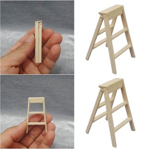 WHAMVOX Mini Foldable Ladder for Kids Playing with Beige Plastic Material Lightweight and Durable 2 Pieces