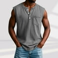 thumbnail image 2 of USNSM Mens Tank Tops Summer Solid Color V Neck Sleeveless Muscle Summer Athletic Shirts for Men Running Undershirts Tank Gray XXXL, 2 of 6