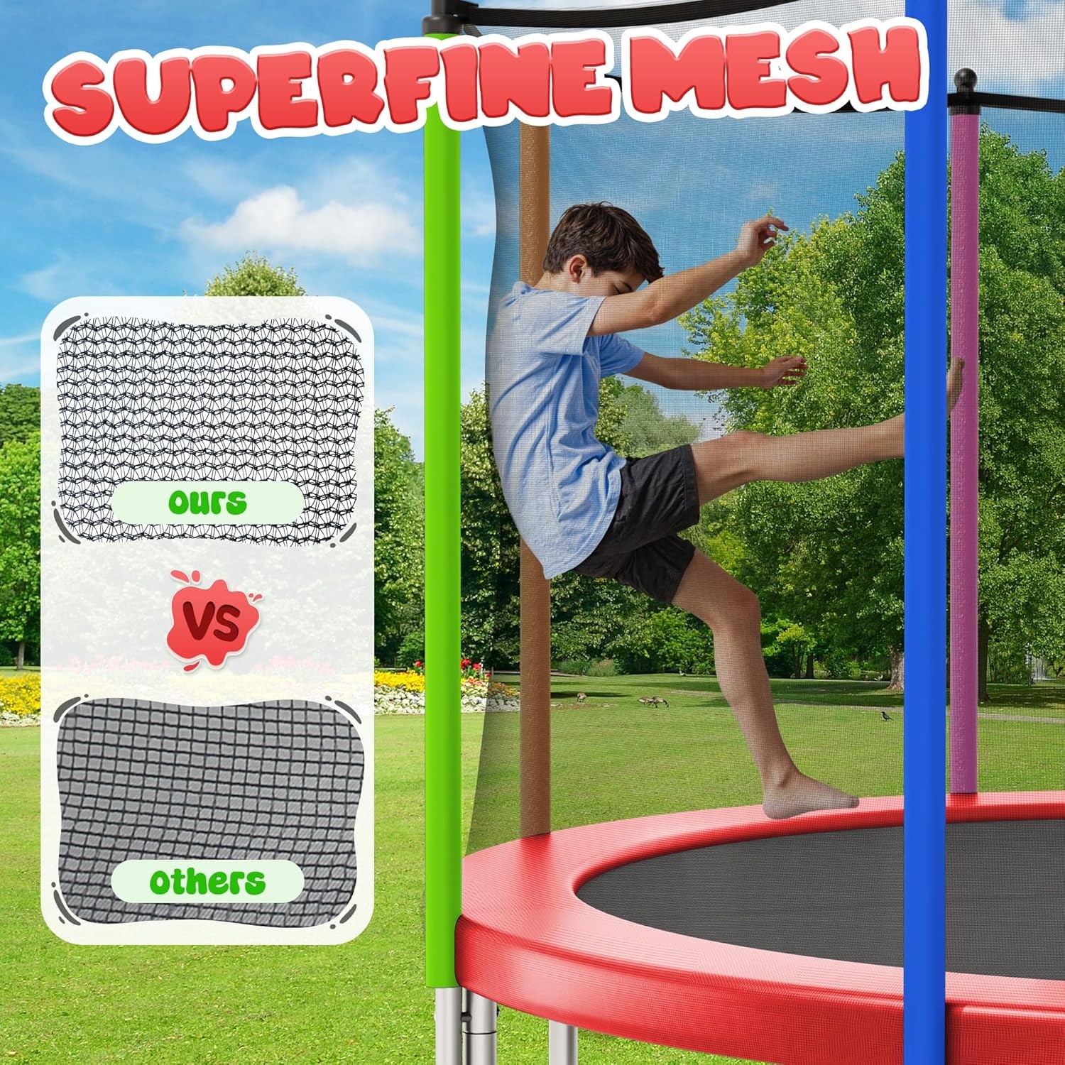 Outdoor Trampolines 8ft 10ft 12ft 14ft 15ft,Exercise Trampolines with Enclosure Net and Ladder,Recreational Anti-Rust Trampolines for Kids and Adults