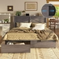 thumbnail image 6 of Papajet King Bed Frame with Bookcase Headboard & Charging Station, 2 Storage Drawers, Grey, 6 of 10