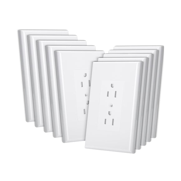 Bates Choice Duplex Wall Plate, 10 Pack, White, 3.18 inches (W) x 4.98 inches (H), Wall Plates, Wall Outlet Cover