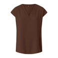 thumbnail image 5 of GEWSEY Women Tops Cap Sleeve Textured Dressy Casual V Neck Shirts 2025 Summer Business Work Blouses Outfits (Brown, L), 5 of 8