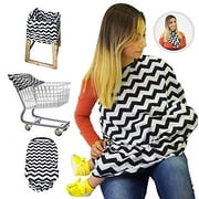 Mommyz Love Nursing Breastfeeding Scarf & 4 in 1 Multi Use Stretchy Cover for High Chair, Car Seat, Stroller, 1 Pack In Black Chevron