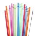 thumbnail image 3 of wileqep 12 pajitas reutilizables, desechables, extra largas, de colores variados, con cepillos de limpieza para fiestas o uso doméstico., 3 of 8