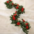thumbnail image 3 of Morttic 8ft Artificial Fake Rose Garland Vine Hanging Silk Flowers Artificial Flower Garland (Red), 3 of 7