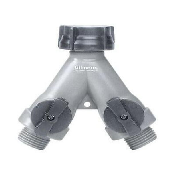 Gilmour Polymer Threaded Male YHose Connector with Shut Offs