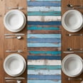 thumbnail image 6 of Sunflowers Cow Table Runner - 48 Inch Long, Kitchen Dining Table Runner Dresser Scarves, Blue Brown Wooden Blank Cabin Retro Farmhouse Decor for Coffee Tables Wedding Party Banquet, 6 of 8