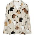 thumbnail image 4 of Top-kevin Women Long Sleeve Pajama Set Comfy Pjs Sets Horses Flowers Pattern 2 Piece Lounge Set, 4 of 12