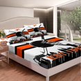 thumbnail image 4 of Erosebridal Sports Bed Sheets Set Full Size,Ice Hockey Puck Sheet Set for Fan,White Black Orange Sheets,Hockey Flat Fitted Sheet with 2 Pillowcases Bedroom Decor(Philadelphia), 4 of 5