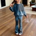 thumbnail image 2 of XZNPDUCQ 6-7 Years Girls Outfits Toddler Girls Fall Winter Clothes Girls Long Sleeve Top Pants 2PCS Set A248-Blue, 2 of 8
