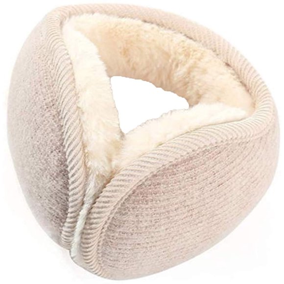 Cache-oreilles Unisexe Chaud en Tricot pour Femme Cachemire Hiver Couleur Unie en Fourrure Cache-Oreilles Ajustable Enveloppant (Beige, Taille Unique)