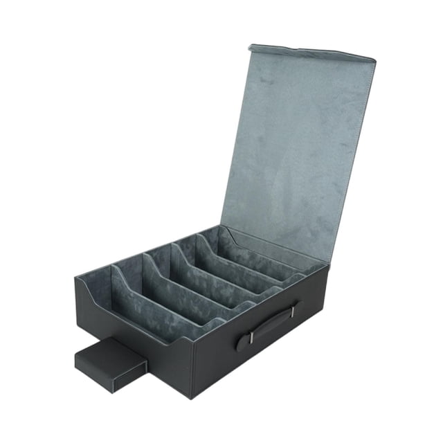 Bunblic Étui pour Jeu de Cartes Boîte de Cartes à Collectionner avec Poignée en Cuir PU Multifonctionnel Boîte de Rangement à 5 Rangées Protecteur de Cartes pour Cartes de Basketball Gris