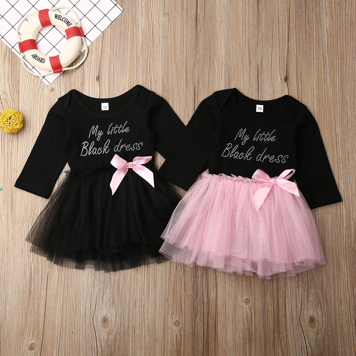 Nituyy Cute Newborn Baby Girls Tulle Tutu Princess Dress Long Sleeve Sequins Bow Dress Baby Girl Patchwork Dress Black