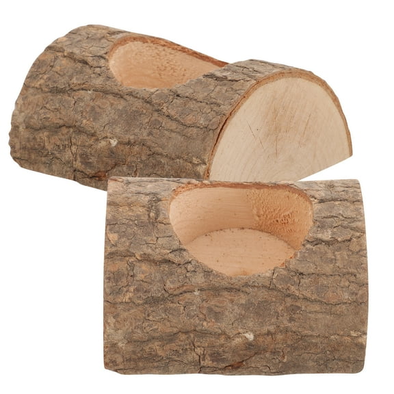 2 Pcs Wood Candle Holders Vintage Decor Semicircle Craft Pendant Household Tealight Candlestick