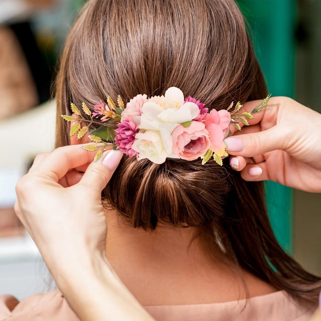CRILSTYLEO Peine Lateral De Rosa Para Novia Ideal Para Fiestas Y Eventos Especiales
