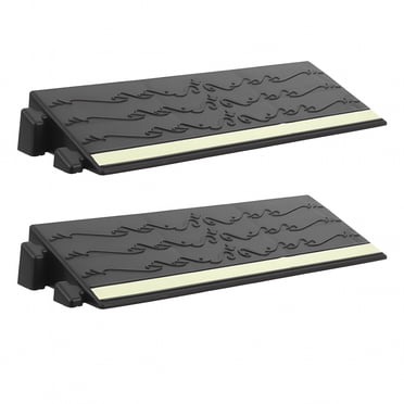 LAMIRO 2Pcs Door Threshold Ramp Wheelchair Ramp Entry Ramp with Fluorescent Strips for Transition Threshold Step Doorways Supermarket Entry and Garage Black