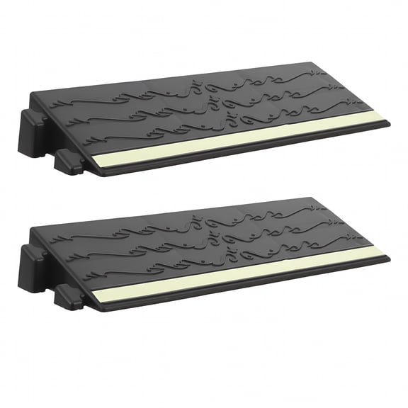 LAMIRO 2Pcs Door Threshold Ramp Wheelchair Ramp Entry Ramp with Fluorescent Strips for Transition Threshold Step Doorways Supermarket Entry and Garage Black