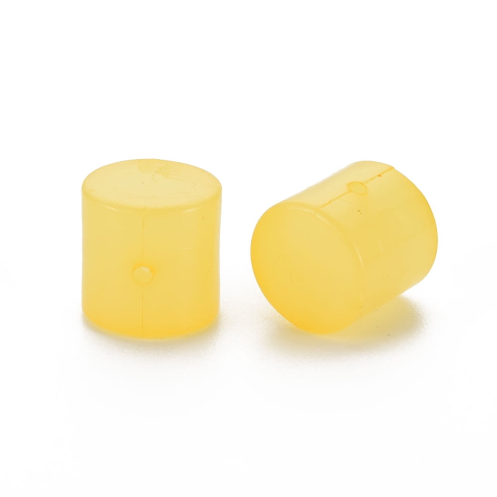 Imitation Jelly Acrylic Beads Column Yellow 14.5x14.5mm Hole: 1.8mm about 200pcs/500g