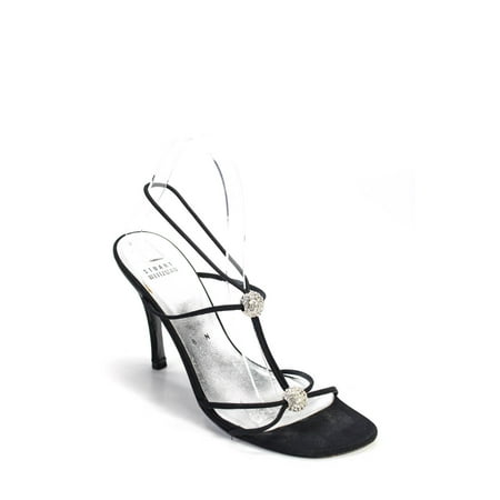 

Pre-owned|Stuart Weitzman Womens Black Silver Embellished Ankle Strap Sandals Shoes Size8N