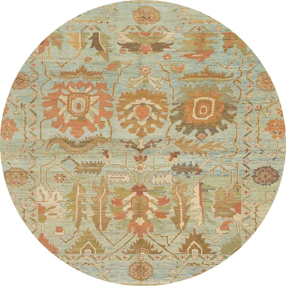 Ahgly Company Machine Washable Indoor Round Abstract Bronze Brown Area Rugs, 4' Round