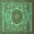thumbnail image 1 of Ahgly Company Machine Washable Indoor Square Oriental Turquoise Blue Modern Area Rugs, 7' Square, 1 of 4