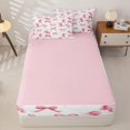 thumbnail image 4 of Homewish Pink Cute Bowknot Zipper Twin Comforter Sets with Fitted Sheet and 2 Pillowcases,Cartoon Coquette Bowknot Zipper Bedding Set For Kids,Pink Reversible,4-Piece, 4 of 7