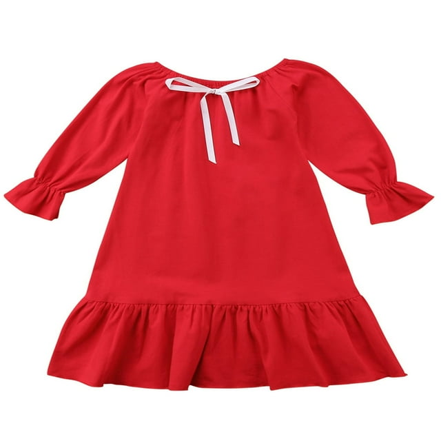 Robe de Fête en Coton pour Bébé Fille Princesse à Manches Longues avec Volants