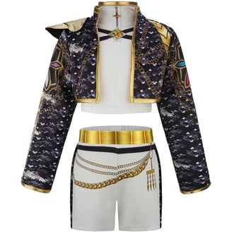 G'irl's Halloween Costume Idol Outfit Props, Popular Top & Pants Dress up Set, Luxury Costume Accessories for Cosplay Birthday, Events & Parties, Black & Yellow