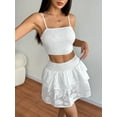 thumbnail image 3 of Women 2 Piece Skirts Set Spaghetti Strap Tank Top Slim Fit Outfits White M, 3 of 8