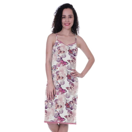 

Moomaya Printed Spaghetti Strap Nightgown For Womens Lace V-Neck Sleepwear Nightdress