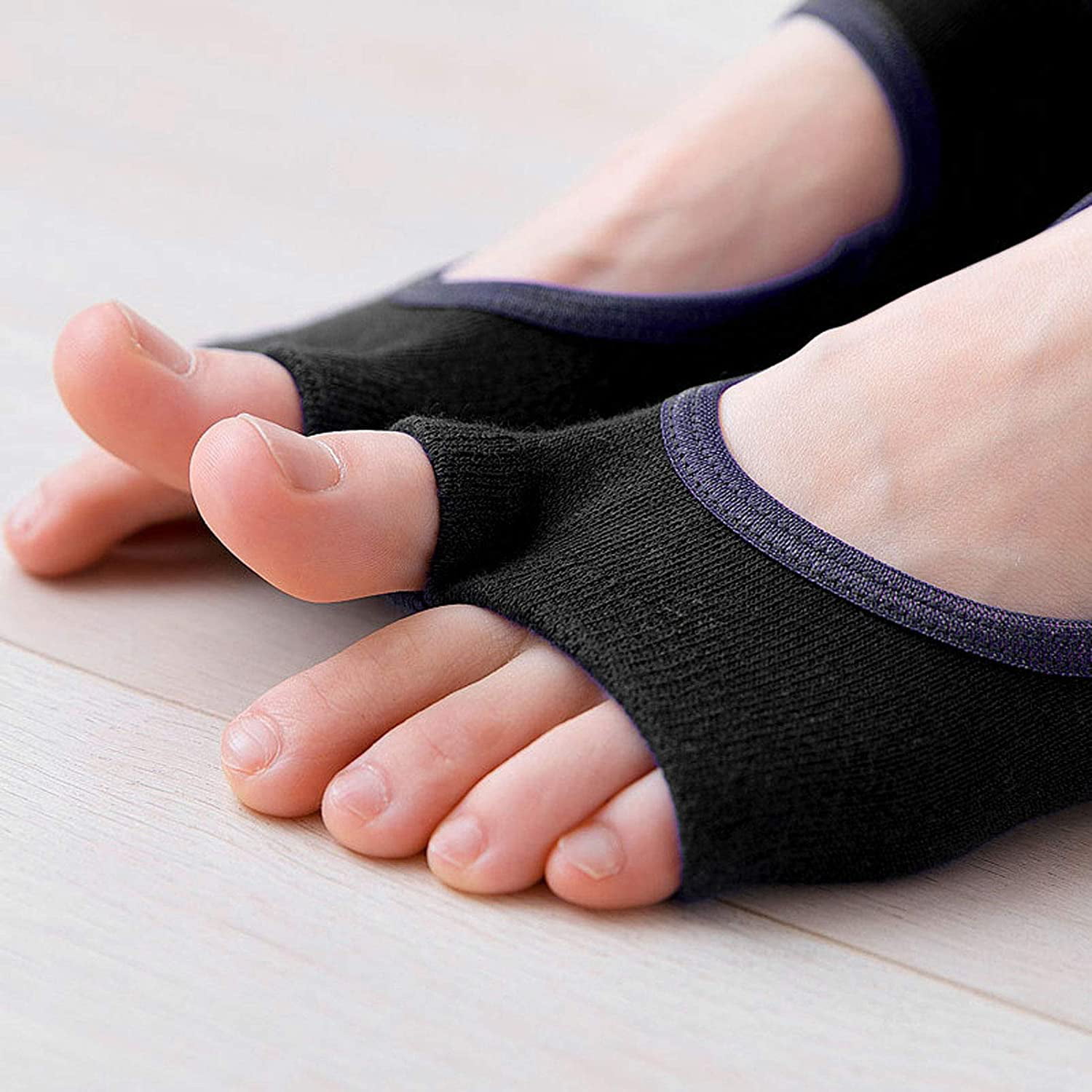 2 Pairs Woman Yoga Socks Non-Slip Sports Socks Full Toe Pilates Ankle Grip  New 