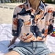 thumbnail image 4 of Camisa de vacaciones Mujer Blusa informal con estampado floral de verano Top de manga corta, Rosa Yuarrent AP001495-01B, 4 of 7