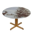 thumbnail image 3 of Bciig Christmas Tree Deer Snowy Landscape Round Table Cover Stain Resistant Washable for Indoor Outdoor Kitchen Dining Wedding Parties with Elastic Edge 100% Polyester Festive Decor 42"-46, 3 of 8